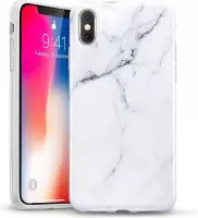 ESR iPhone XR hoes Marmer wit zwart zacht TPU