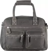 Dames Tas Buffelleer - Mat Zwart met een Schouderriem en Handvatten – Medium Formaat - Westernbag
