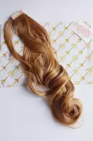 Paardenstaart hairextensions donker goud blond lang slag 60 CM krullen en stijlen tot wel 160 graden