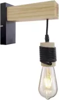 DETROIT Industri�le wandlamp in hout - 6 x 15 x H20 - Zwart - Decoratieve lamp E27 40W geleverd