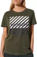 Superdry Core  Sportshirt - Maat S  - Vrouwen - army groen/zwart/wit