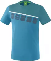 Erima Teamline 5-C T-Shirt Oriental Blue-Colonial Blue-Wit Maat S
