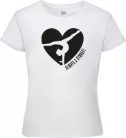 Sparkle&Dream - T-Shirt \'Love Gymnast\' Wit - 116 -  voor turnen en gymnastiek