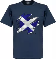 Schotland Ripped Flag T-Shirt - Navy - Kinderen - 140