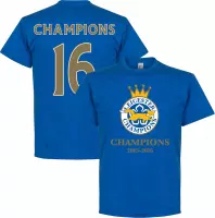 Leicester City Foxes Champions 2016 T-Shirt - Blauw - S