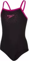 Speedo Gala Logo Muscleback Meisjes Badpak  - Zwart/Roze  - Maat 164