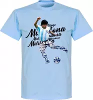 Diego Maradona Argentinië Script T-Shirt - Lichtblauw - XS