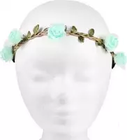 Haarband met bloemen - diadeem - groen