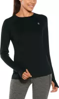 Coolibar - UV sportkleding voor dames - Longsleeve fitnesstop - Devi - Zwart - maat XS