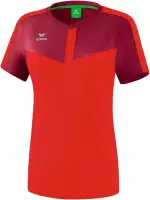 Erima Squad T-Shirt Dames Bordeaux-Rood Maat 38