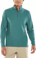 Coolibar - Casual UV Trui met kwart rits voor heren - Sonora - Zeegroen - maat XL