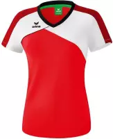 Erima Premium One 2.0 T-Shirt Dames Rood-Wit-Zwart Maat 38