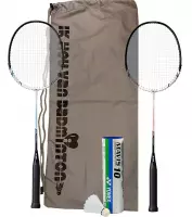 Yonex Musclepower badmintonset - 2 MP badmintonrackets - grijze draagtas en Mavis 10 badmintonshuttles