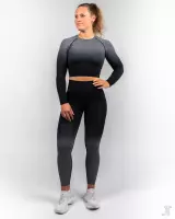 JT Supply – Flow Active – Naadloze Sporttop lange mouwen – Seamless Sporttop – Longsleeve Crop Top – Sportshirt – Sport BH – Fitness Beha – Fitness BH – Fitness Top – Zwart