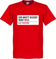 Sir Matt Busby Way Sign T-Shirt - Rood - XXL