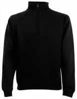 Zwarte fleece sweater/trui met rits kraag voor heren/volwassenen - Katoenen/polyester sweaters/truien M (EU 50)