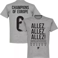 Liverpool Allez Allez Allez Champions of Europe 6 T-Shirt - Grijs - XXXXL