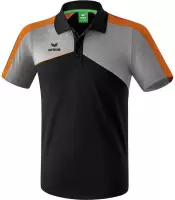Erima Premium One 2.0 Polo Zwart-Grijs Melange-Neon Oranje Maat M