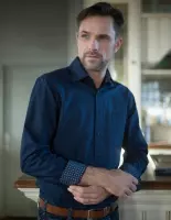 GCM heren overhemd donkerblauw uni - maat L