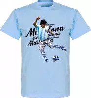 Diego Maradona Argentinië Script T-Shirt - Lichtblauw - XL