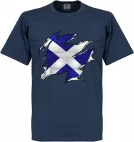 Schotland Ripped Flag T-Shirt - Navy - XXXXL
