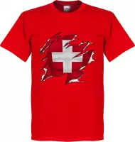 Zwitserland Ripped Flag T-Shirt - Rood - XXXXL