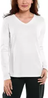 Coolibar - UV Shirt voor dames - V-Hals Longsleeve - Morada - Wit - maat M
