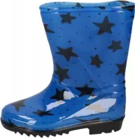 Blauwe peuter/kinder regenlaarzen blauw met zwarte sterretjes - Rubberen laarzen/regenlaarsjes voor kinderen 23