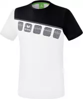Erima Teamline 5-C T-Shirt Wit-Zwart-Donkergrijs Maat XL