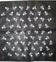 Zakdoek / bandana zwart met schedels 54x54cm