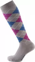 Pfiff sokken - Ruitersokken Grijs - Blauw - Paars - Sportsokken - Paardrijden - Unisex sokken - Kniesokken - Maat 37-39