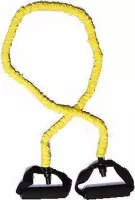 Matchu Sports - Fitness elastiek weerstandsbanden - Fitness elastiek met handvat - DeLuxe - 4 kilo - 1,2 meter - Fitness elastieken - Geel