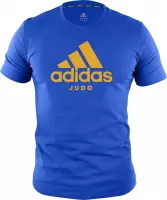 Adidas judo T-shirt | blauw met oranje opdruk | maat XS