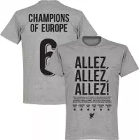 Liverpool Allez Allez Allez Champions of Europe 6 T-Shirt - Grijs - XXXL