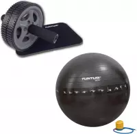 Tunturi - Fitness Set - Trainingswiel - Gymball Zwart met Anti Burst 55 cm