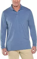 Coolibar - UV Poloshirt voor heren - Longsleeve - Coppitt - Pacifisch blauw - maat XXL