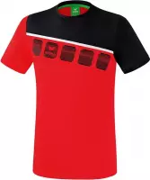 Erima Teamline 5-C T-Shirt Kind Rood-Zwart-Wit Maat 164