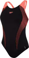 Hexagonal Laneback Swimsuit Zwart - Rood