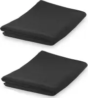 Set van 2x stuks zwarte yoga of fitness microvezel handdoeken 150 x 75 cm - ultra absorberend - super zacht