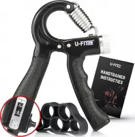 Teller Handtrainer 10 tot 60kg - Verstelbare Handgrip - Handknijper - Vingertrainer - Onderarm Grip Trainer - Zwart