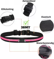 3BMT - Sport heupband - hardloop riem voor portemonnee, telefoon en sleutels - roze