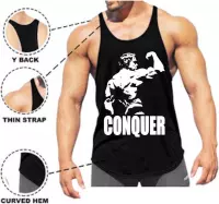 Tank top – fitness – bodybuilding – powerlifting - heren – conquer – arnold  – medium