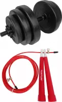 Tunturi - Fitness Set - Vinyl Halterset 15 kg - Springtouw Rood