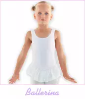 Dancer Dancewear® Ballerina jurk - Balletpakje BALLERINA met rokje in WIT voor meisjes Maat 140/146 – 12 Jaar