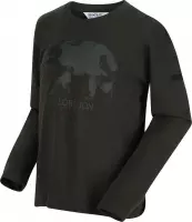 Wenbie Coolweave t-shirt met lange mouwen en print van Regatta voor kinderen, ademend t-shirt, donkergroen kaki