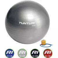 Tunturi Fitnessbal - Gymball - Swiss ball - 65 cm - Incl. pomp - Zilver