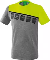 Erima Teamline 5-C T-Shirt Kind Grijs Melange-Lime Pop-Zwart Maat 140