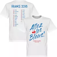 Frankrijk Allez Les Bleus WK 2018 Selectie T-Shirt - Wit - XXXXL