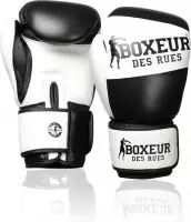 Boxeur des Rues Premium Leather Gloves Black - Zwart / Wit - 16 oz.