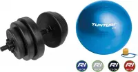 Tunturi - Fitness Set - Vinyl Halterset 15 kg  - Gymball Blauw 55 cm